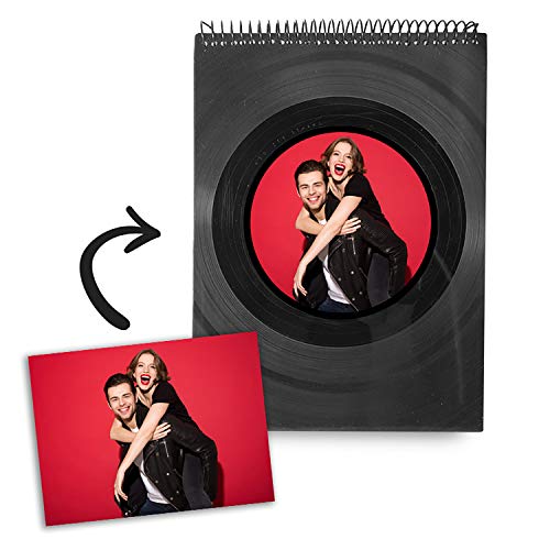 Mancha de Creación - Libreta de discos de vinilo LP diseño personalizado con tu imagen, cuaderno espiral tamaño A5 (21 x 15 cm), 100 hojas blancas de 80gr, retro vintage, ideal para bocetos y notas Cover