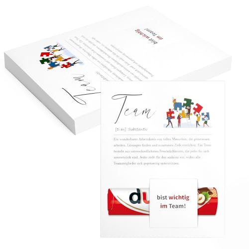 50er Set Team Karte Teamkarte für Kollegin Team Geschenk für Kollegen Mitarbeiter Abschiedskarten für Büro Arbeit Kleine Geschenke Mitarbeiter Weihnachten Grußkarte Dankeskarte Dankeschön Chef