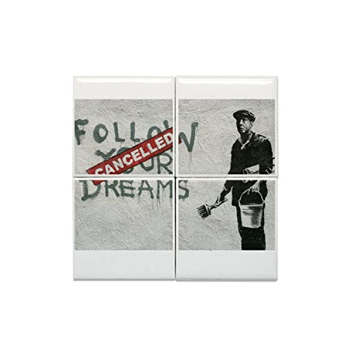 Carreaux céramique Banksy Follow Your Dreams | Street art mural deco salon ou bureau