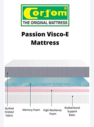 Image of Passion Visco-E Memory Foam Mattress Queen Bed Size (White & Black, 75x60x6 Inches)