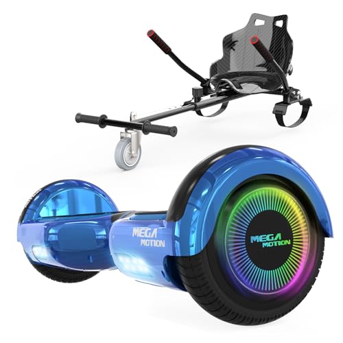 MEGA MOTION 6.5 Zoll Hoverboards mit Sitz für Kinder, Geschenk für Kinder, mit Bluetooth-Lautsprecher-leistungsstarkem Motor, mit LED-Leuchten