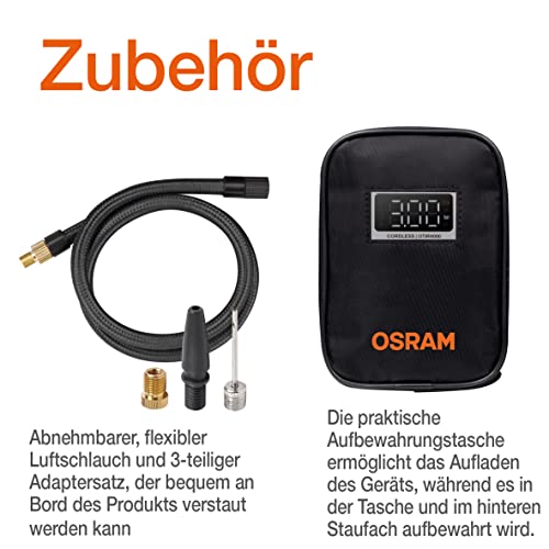 OSRAM TYREinflate 4000, wiederaufladbarer und kabelloser Reifenfüller, programmierbarer digitaler Luftkompressor mit Auto-Stopp und… – Ansicht 6