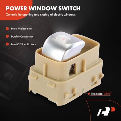 Image of A-Premium Front Right or Rear Side Power Window Switch, Beige Color | Compatible with Mercedes-Benz W213 Series E200 2017-2020, E250 E300 2017-2019, E350 2020, E400 17-18, Replaces 2139050309