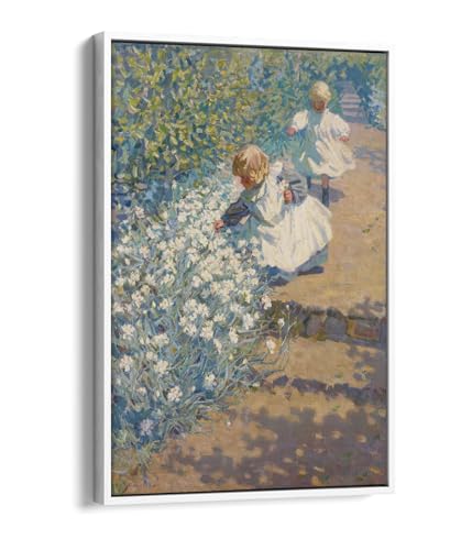 Impression toile Picking Flowers Helen McNicoll cadre blanc 50x75 cm