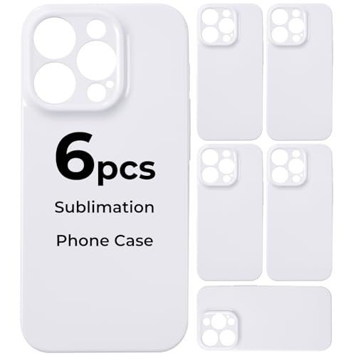 HTVRONT 6Pack Sublimation Phone Case Blanks Bulk Compatible with iPhone15Pro Max Hard Sublimation Customize Phone Case - Glossy Sublimation Blanks Custom Phone Cover - Cell Phone Coated Basic Cases