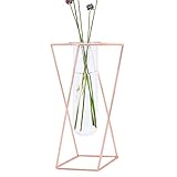 🌱 [Hochwertige Verpackung] Kleine (16 cm hoch) / große (24 cm hoch) zylindrische transparente Glasvase aus Roségold mit Metallrahmen. Hochwertige Verpackungen sorgen dafür, dass das Produkt nicht leicht zu zerbrechen ist.