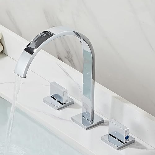 Robinets de salle de bain 3 trous cascade mitigeur de vanité cuivre chrome