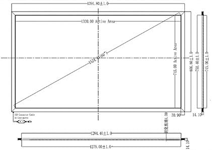 GOWE 10 real touch points 60" IR multi touch frame Screen Panel/frame without glass 16:9 format