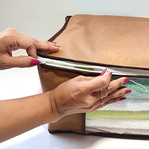 kit 2 Caixa organizadora multiuso de guarda roupa flexível 45x45x20cm bege Organizalux