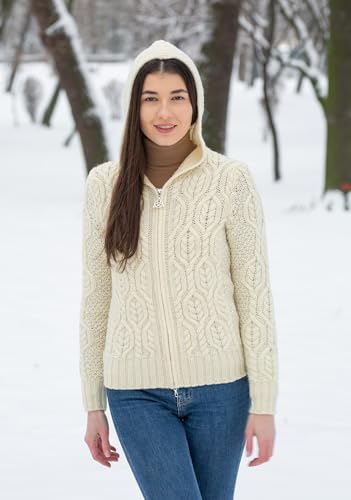 SAOL Women’s Hooded Zip Cardigan – Pure Merino Wool Irish Sweater – Warm & Breathable Outer Layer2