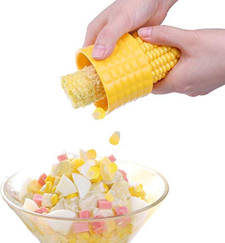 Image of Corn Cob Stripper Peeler Cutter Stripping Corn Kernels Remover with Stainless Steel Blades and Hand Protector, Kitchen Gadgets Thresher Tool (Pack of 2)