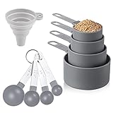 Measuring Cups and Spoons Set of Huygens Kitchen Gadgets 8 Pieces, Stackable Stainless Steel Handle...