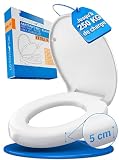 LOBENSWERK Rehausseur toilette adulte [5 cm] avec abattant WC | Rehausseur WC antidérapant avec fixation stable | Rehausseur toilettes jusqu’à 250 kg | Idéal personnes âgées
