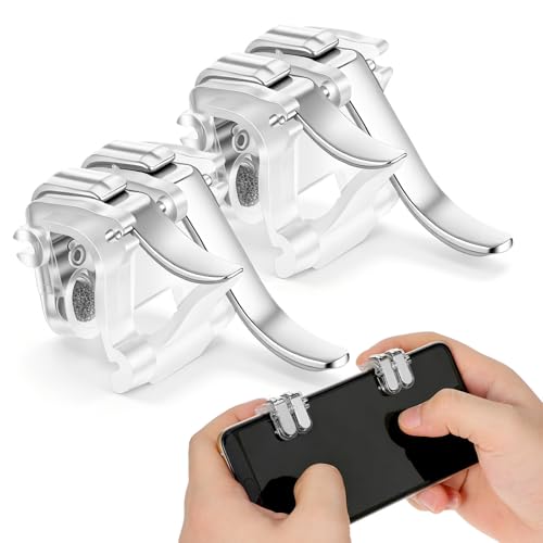 ORFOFE Controlador para teléfono móvil con gatillos sensibles de goma y ABS, diseño compacto y portátil, 1 par, compatible con juegos multijugador en línea para disparo y puntería