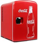 Coca-Cola Bouteille de coke classique 4L Mini Réfrigérateur 12V DC et 110V AC Cordons, 6 Refroidisseur portable, réfrigérateur de voyage personnel pour collations Déjeuner, bureau d'accueil du bureau de bureau Dorm, rouge, fabriqué au Canada