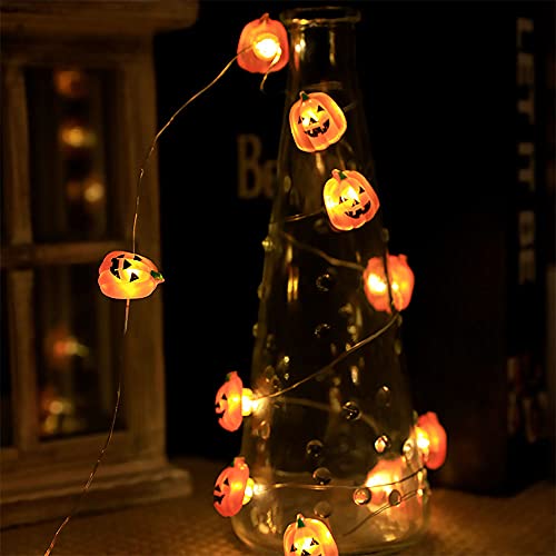 Guirlande lumineuse citrouille LED 5m 50 lampes à piles Halloween