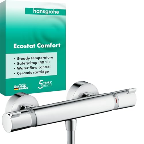 hansgrohe Ecostat Comfort - Duschthermostat Aufputz, Duscharmatur mit Sicherheitssperre (SafetyStop) bei 40° C,...