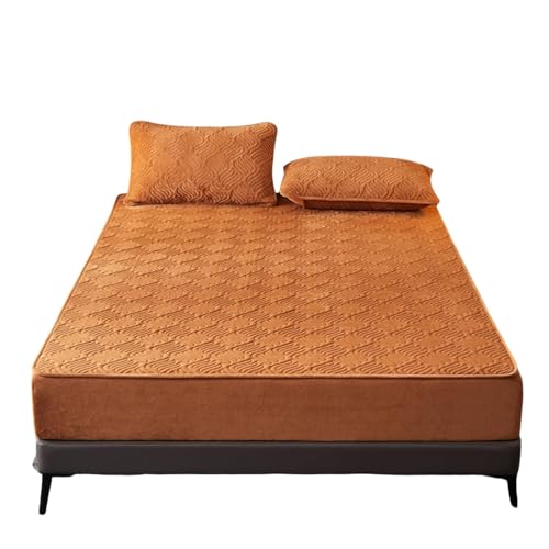 MTNBHH Sábana Bajera de Franela con Bolsillo Profundo, Funda de colchón de Terciopelo Suave, sábana Ajustable acogedora for Invierno, Lavable a máquina con Ajuste Seguro(Orange,150x200cm)