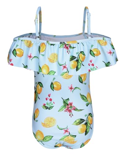 Girls One Piece Swimsuits Off Shoulder Bathing Suit for Kids Hawaiian Swimwear 3-16 Years2