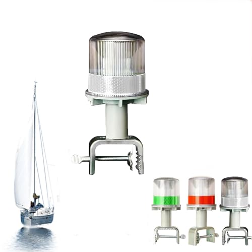 Water-Resistant Solar Powered Navigation Lights, Solar Strobe Warning Light 360 Degree, Portable Clamp-On LED Bow and Stern Light, for Construction Traffic Dock Marine Wireless