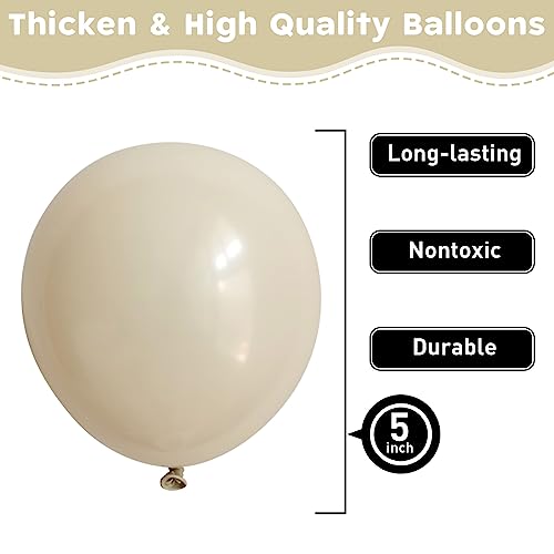 Image of White Sand Balloons 60pcs 5inch Small Beige Balloon for Balloon Garland Arch 5'' Round Mini Neutral Cream Nude Latex Balloon for Birthday Party Decoration DIY Baby Shower Wedding Annversary