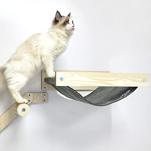 Heykitten 17" Cat Wall Hammock For 2X4 Stud Mount, Floating Kitten Shelf, Diy Suspension Kitty Perch For Large And Multiple Indoor Cats, Maple #TOP1