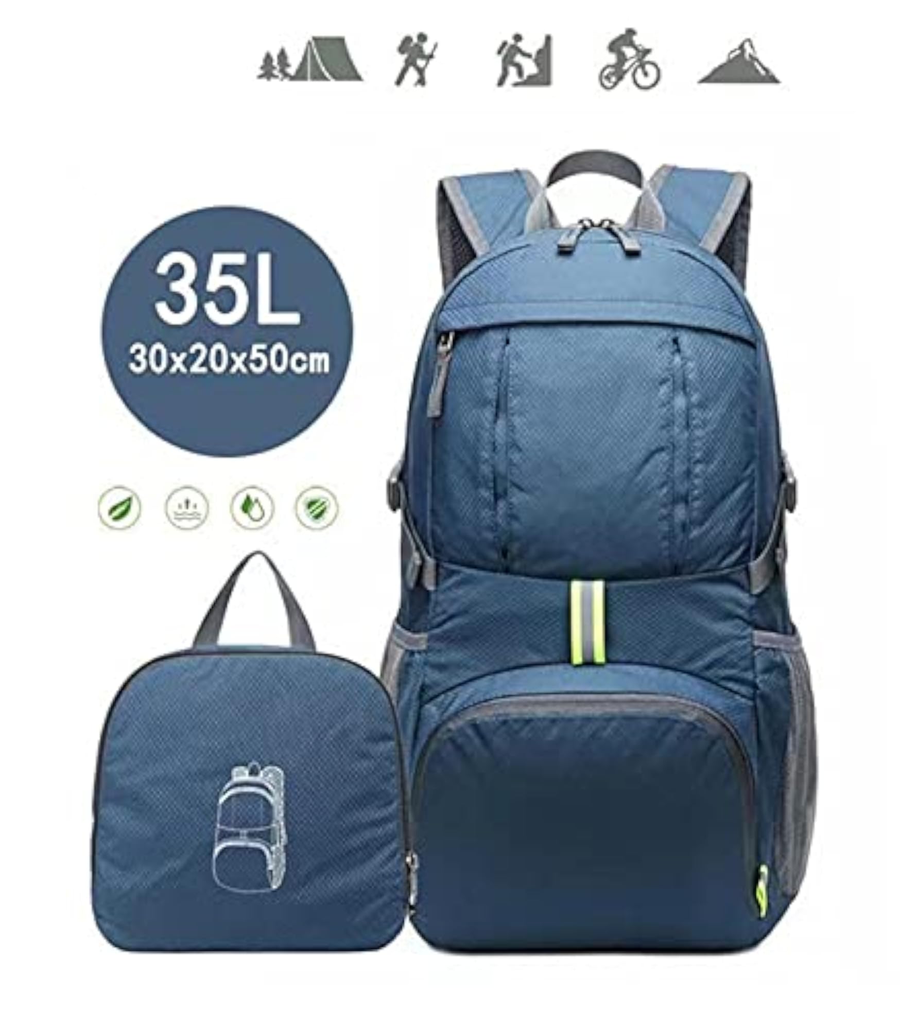 Unisex 35L Lightweight Packable Travel Backpack