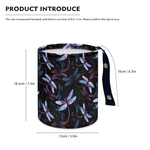 Image of Cute Dragonfly Car Trash Bag Car Trash Can with Adjustable Buttons Collapsible Multipurpose Car Storage Bag Road Trip Essentials