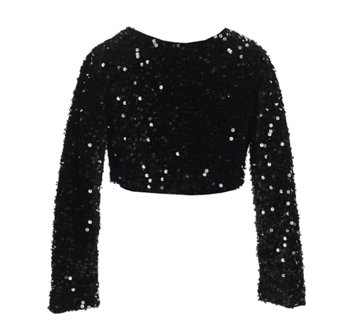 BluNight Girls Long Sleeve Sequin Flower Girl Cardigan Shrug Bolero Dress Coat2