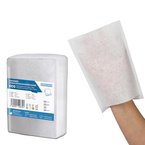 50x ARNOMED® Manopole Monouso non Saponate [IDEALE PER LA PELLE SENSIBILE] Manopole Monouso per lavare anziani, neonati e bambini 60g/m², Manopole per Lavare Anziani Certificazione Dermatest