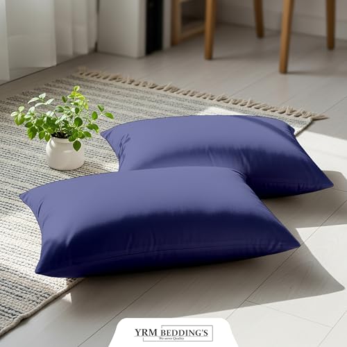 Image of YRM Bedding's - Egyptian Cotton 600TC Pillow Cover | Premium Pillowcases | Luxury Bedding-Export Collection | High Thread Count Durable & Breathable Covers - Medium Blue |[18''x30''] Inches