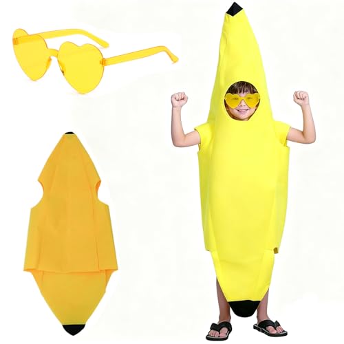 HcvGcm Bananen Kostüm Für Kinder, Lustiges Karneval Kostüm, Halloweenkostüm Für Jungen Und Mädchen, Party Banane Kostüm Mit...