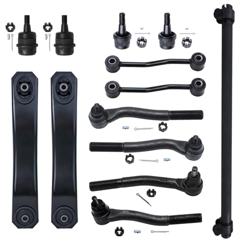 Image of Detroit Axle - Front End 13pc Suspension Kit for 1999-2004 Jeep Grand Cherokee, 2 Control Arms 4 Ball Joints 4 Tie Rods 2 Sway Bars 1 Adjusting Sleeve 2000 2001 2002 2003 Replacement