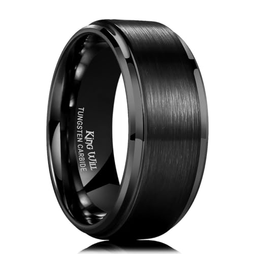 Image of King Will Basic 10mm Tungsten Carbide Ring for Men Matte Polished Engagement Band Comfort Fit