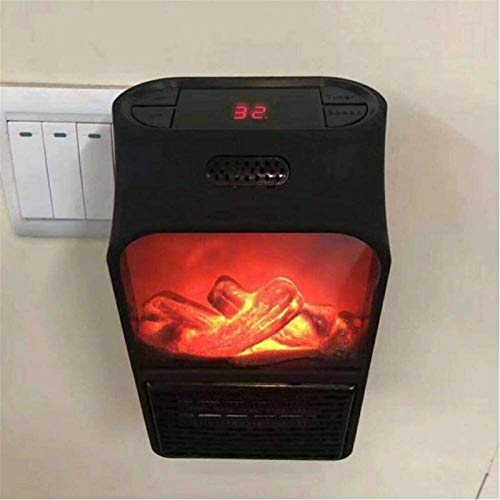 Elektrischer Kamin Heizung Elektrokamin Elektroherd Elektro-Kamin mit realistischer Flamme Kamin Schwarz Metallrahmen Raumheizung for Haus und