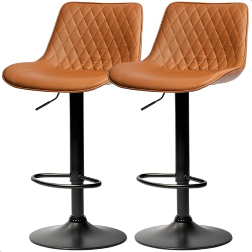 Banqueta Alta Cozinha Bar Balcão Para Bancada Encosto Kit 02 (Caramelo)
