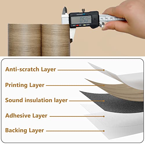 WIFEA Vinyl Flooring Roll 15.7"x 393.7"/43 Sq.Ft, Wood Grain Self Adhesive Vinyl Floor Tiles Wear-resistant and Waterproof Vinyl Plank Flooring for Bedroom Living Room Office Balcony RV, Light brown