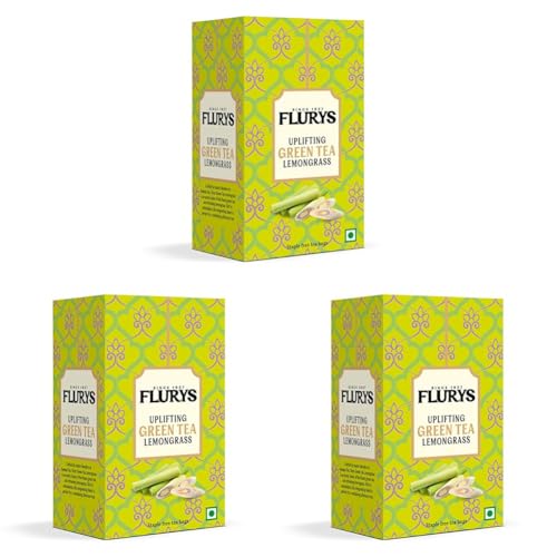Image of Flurys Green Tea Lemongrass I Refreshing Detox Green Tea Blend with Natural Lemongrass | Antioxidant-Rich Wellness | 25 Tea Bags (Pack of 3)