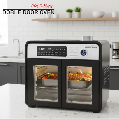 STARLYF Double Door Oven Horno de Aire Freidora 28L XXL | Doble Puerta Francesa, 18 Programas, 1700W, Grill, Asador Giratorio, Deshidratador Pantalla LCD | Horno Eléctrico de encimera Multifunción - imagen 2