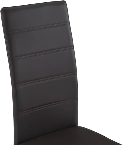 Miniatura 7 de Juego de 2 sillas de comedor tapizadas de piel sintética marrón, cómodos muebles de cocina y comedor con marco de acero, diseño moderno Sillas para