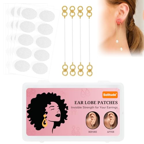 Image of Solitude (2 Pair Chain with 50 Patches) Ear Chain Transparent Stretchable Rubber Antique Ear Chain | Champaswaralu for Women and Girls | Invisible Kaan Chain for Heavy Earrings with Support Patch