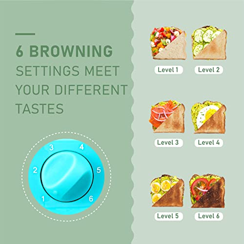 Toaster 2 Slice Kotian Compact Bread Toaster 6 Browning Settings,Cancel/Defrost/Reheat Function,Removable Crumb Tray,Turquoise Green,800W #TOP4