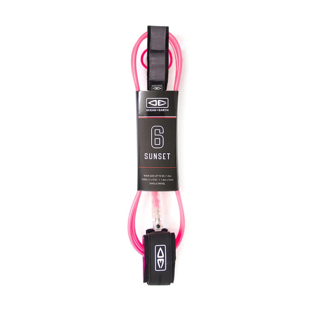 Ocean and Earth 6Ft Sunset Surfboard Leash - Pink 6ft Surfboard Leash
