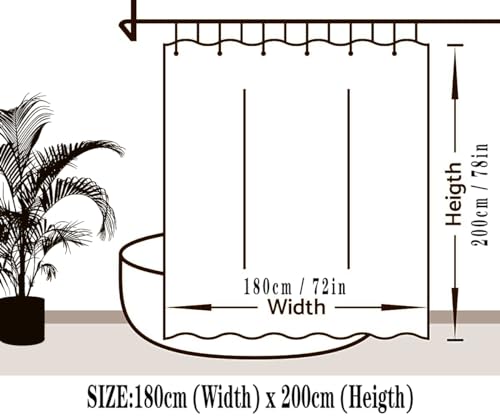 Tennove Shower Curtain 180x200cm Drop Mildew Resistant Waterproof Thick Heavy Duty Polyester Bathroom Shower Curtain Liner Long Washable Decorative Bath Curtain with Hooks - Image 4