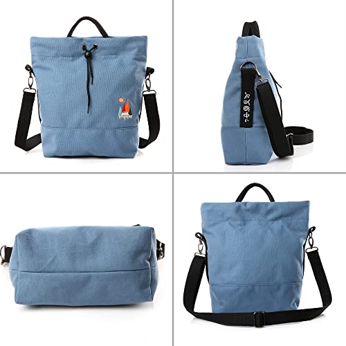 Image of Women Canvas Tote Handbags Casual Shoulder Work Bag Crossbody Bag with Sunshine Embroidery