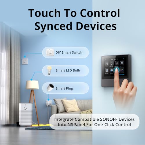 Sonoff NSPanel-EU Wi-Fi 2 Gang Smart Scene Wall Switch, HMI Panel, Smart Temperature Control, 86 Type, Works with Alexa, Alice&Google Home, Black