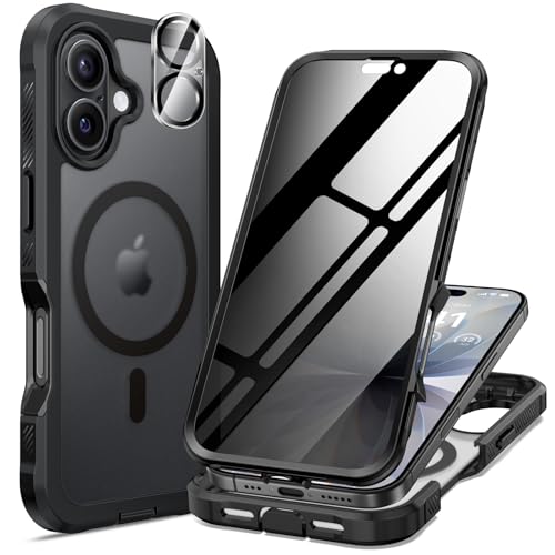 seacosmo for iPhone 17 Case Privacy Screen Protector Black Matte | Full Body Bumper, Built-in Tempered Glass, Camera Lens Protector, Compatible with MagSafe, Shockproof 17 Phone Case, 6.3" - image 1