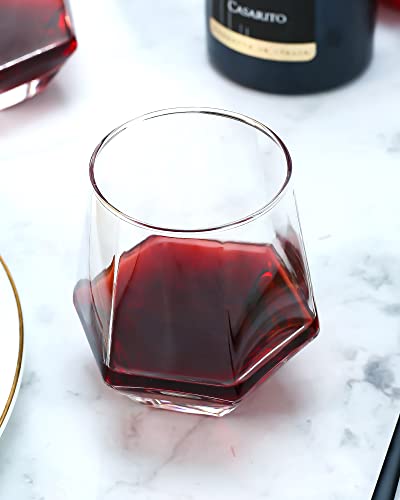 Dnziqi Stemless Wine Glasses, Wine Glasses Set Of 6, Diamond Shaped -Geometric Tilting Design, Women Men Nice Gift, Housewarming 6 Count (Pack Of 1) #TOP4
