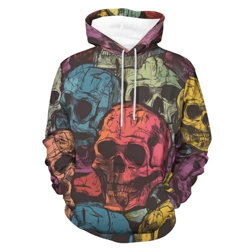 Sweatshirt crânes colorés pull à capuche manches longues S