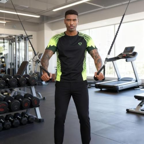 5 Pack Men's Activewear T-Shirt Sport Tee Shirt Athletic Running Gym Workout Tshirt Tennis Tops 069_185_229_298Black_303BG_M by jeansian - Used condition - Image 9